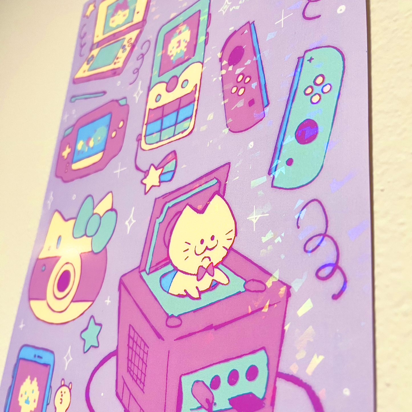 Gamer Cat - Holographic Print