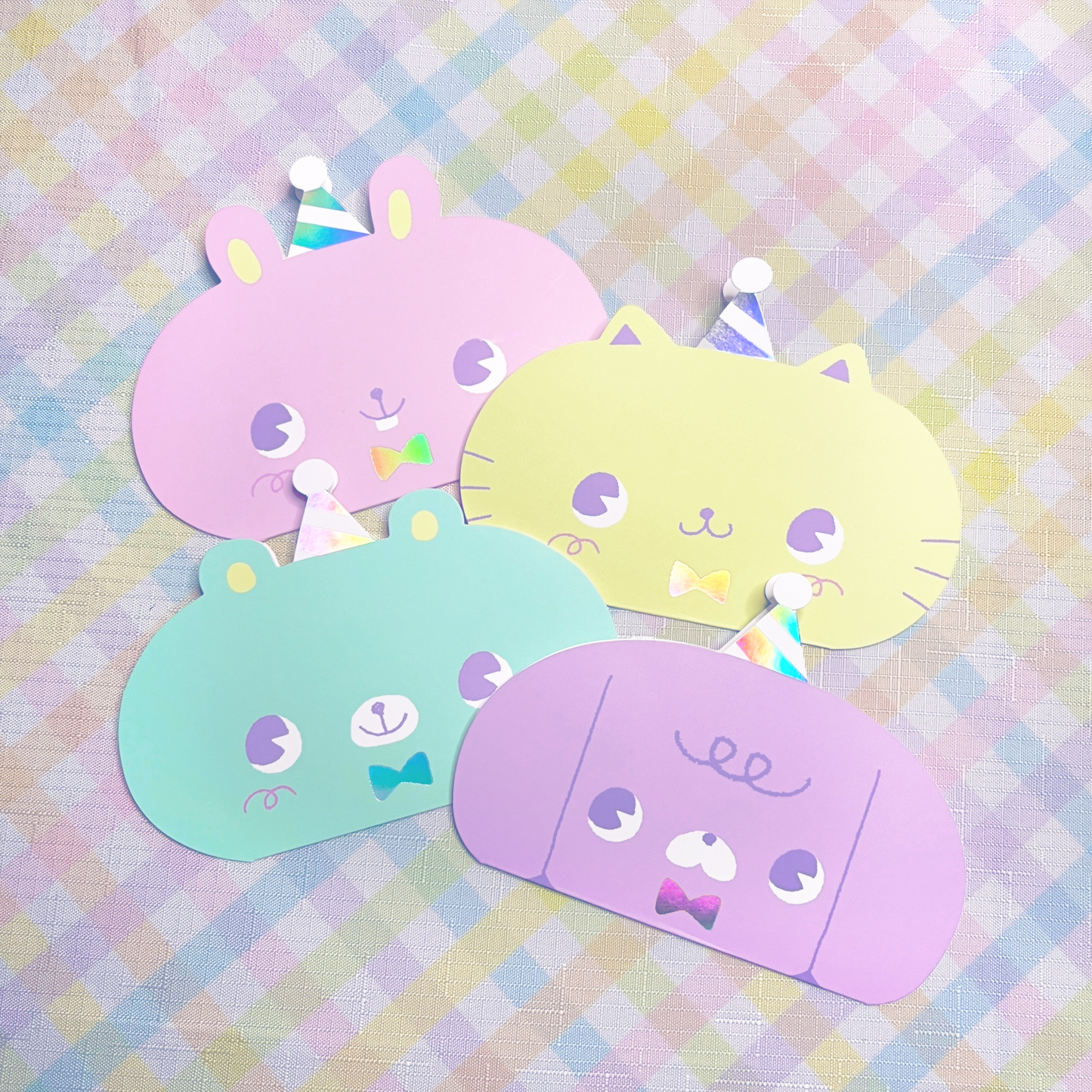 PARTY ANIMALS GREETING CARDS - Set of 4